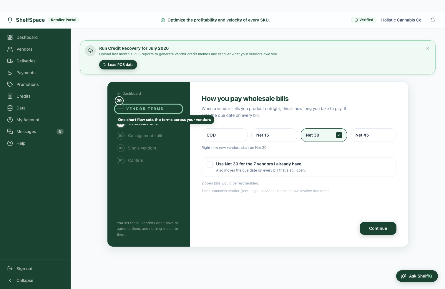 One short flow sets the terms across your vendors