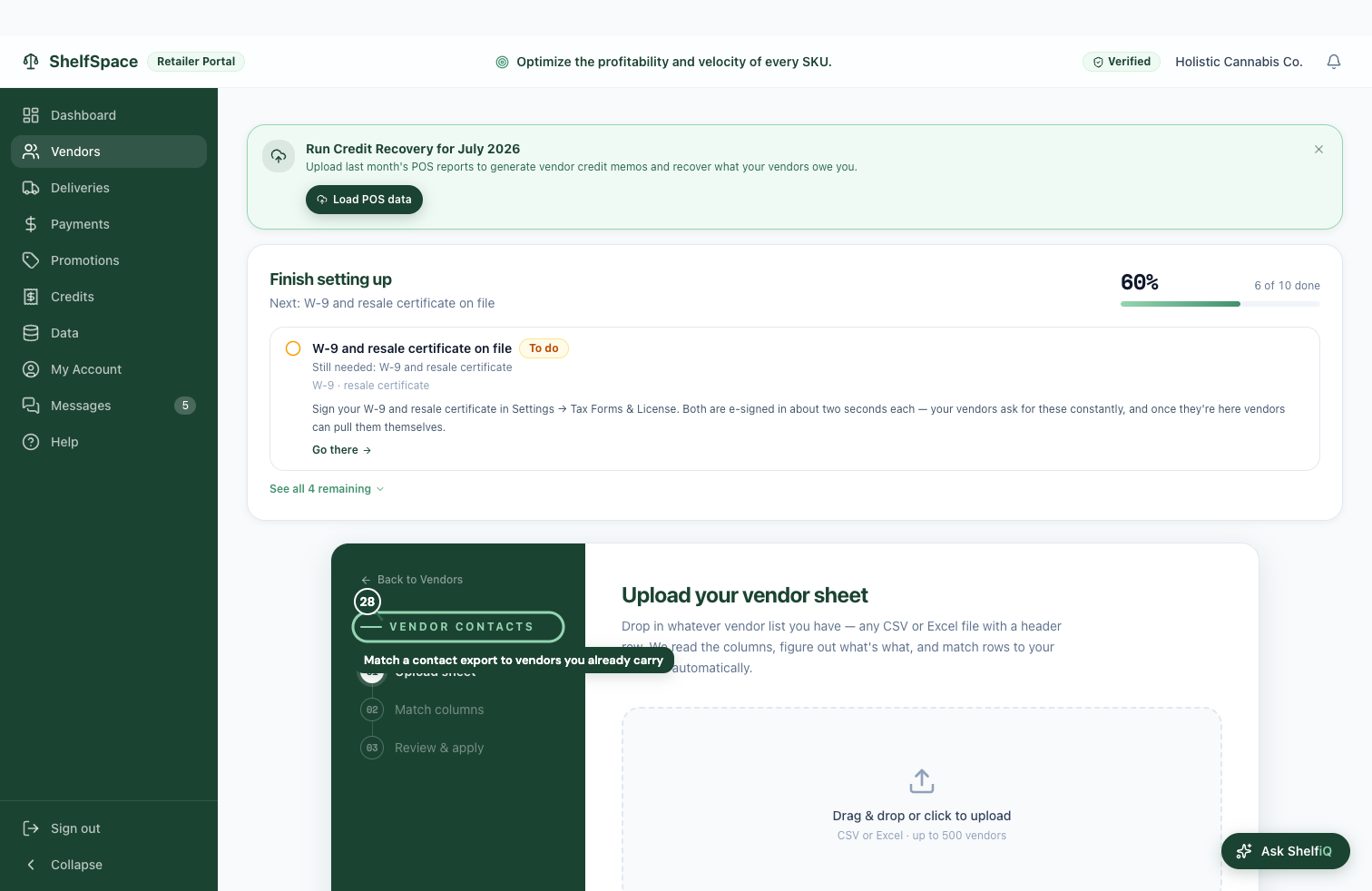 Match a contact export to vendors you already carry