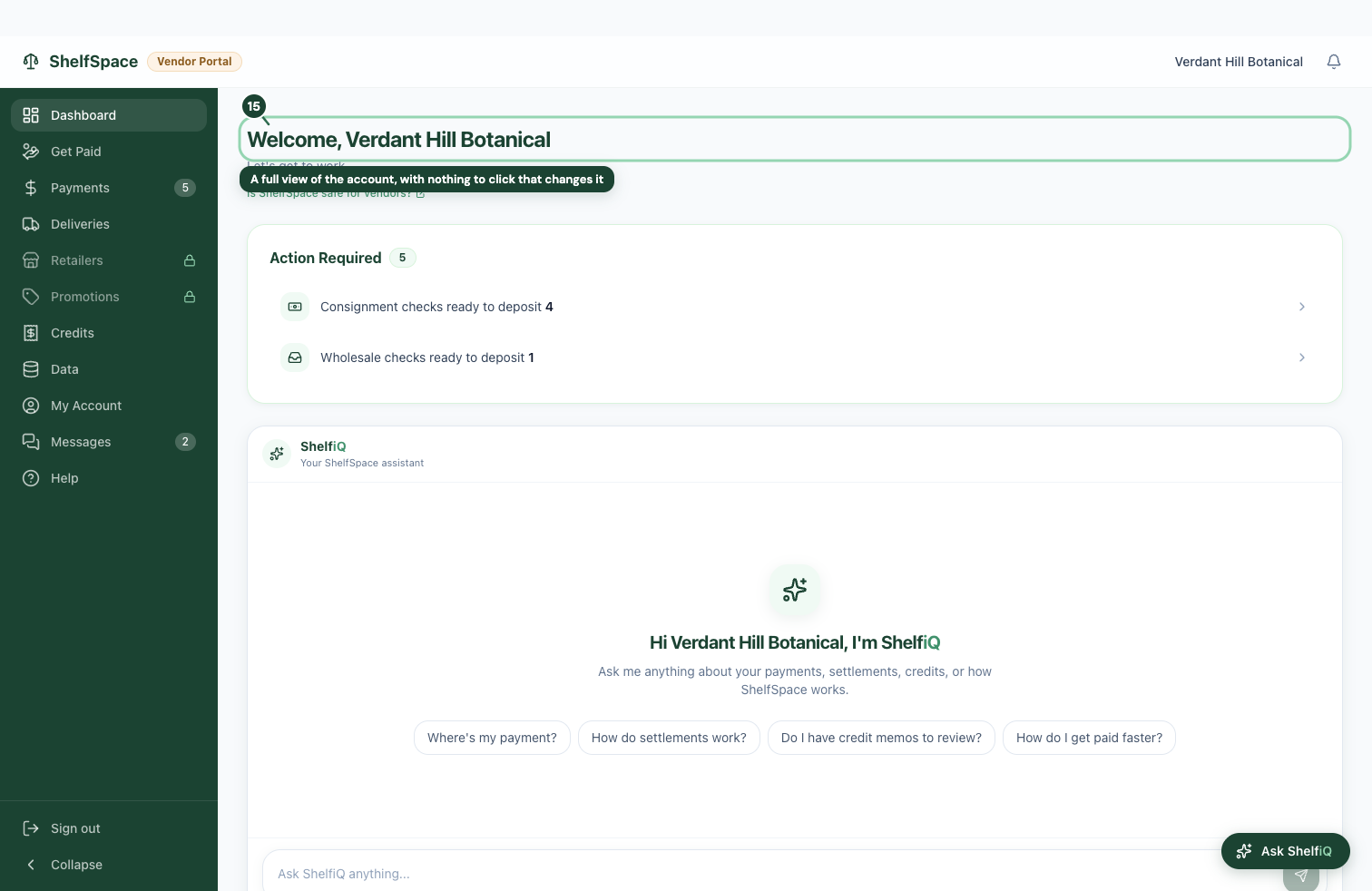 A full view of the account, with nothing to click that changes it